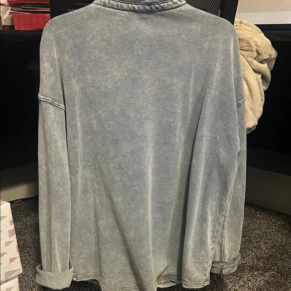 Jane and Delancey Light Blue Button-Down Denim Shirt - Picture 2 of 4